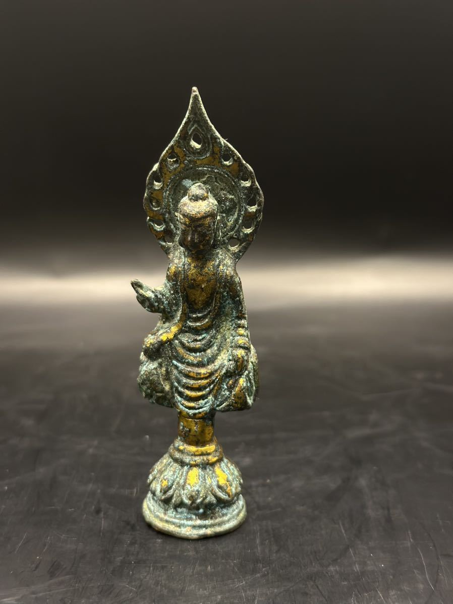 仏教美術 在銘 鍍金銅製 観音座像 68g 密教 仏像 彫刻 中国古美術 唐物 時代物 骨董 置物 _画像1