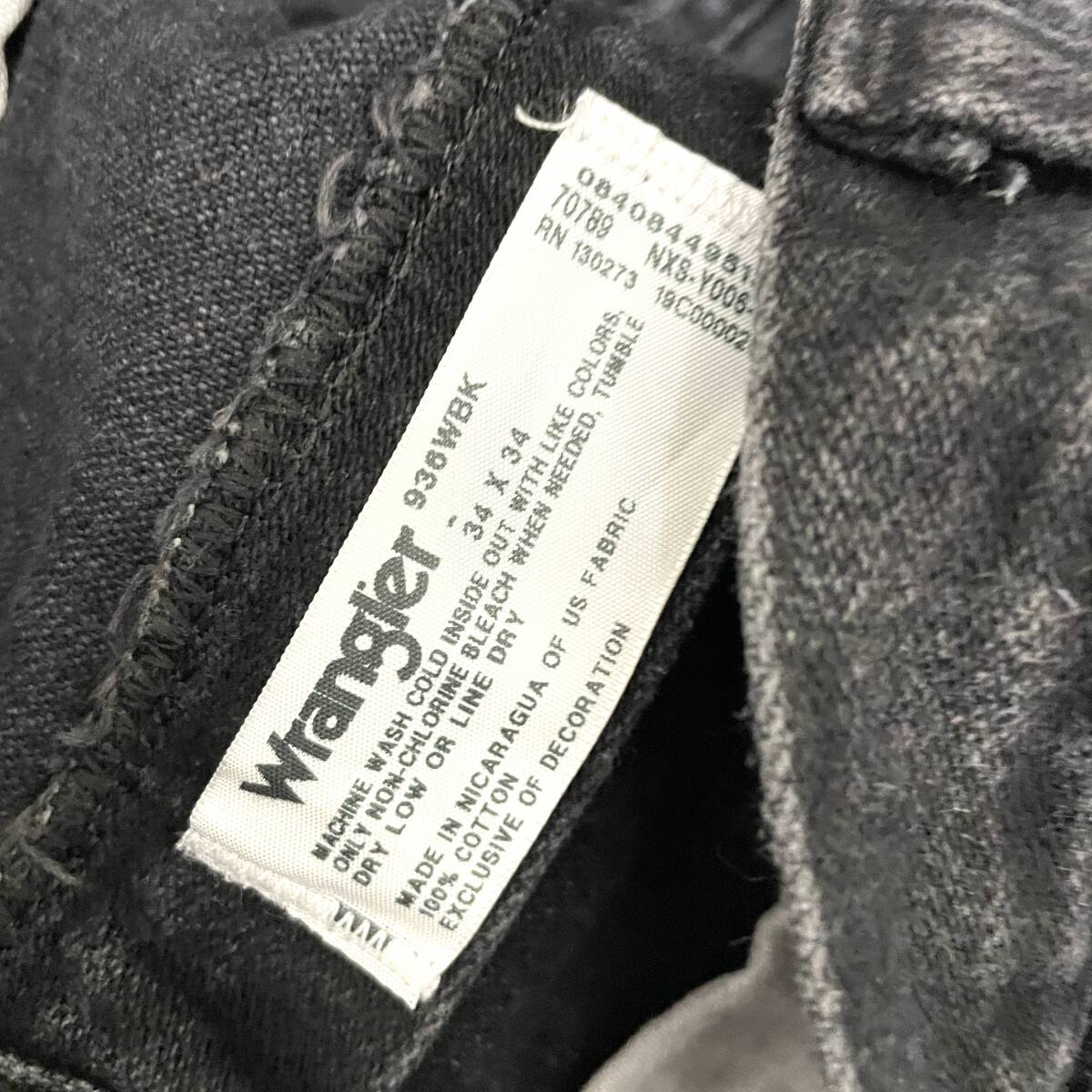 USA old clothes Wrangler black Denim pants W34 / 936WBK slim strut black jeans ji- bread Wrangler 