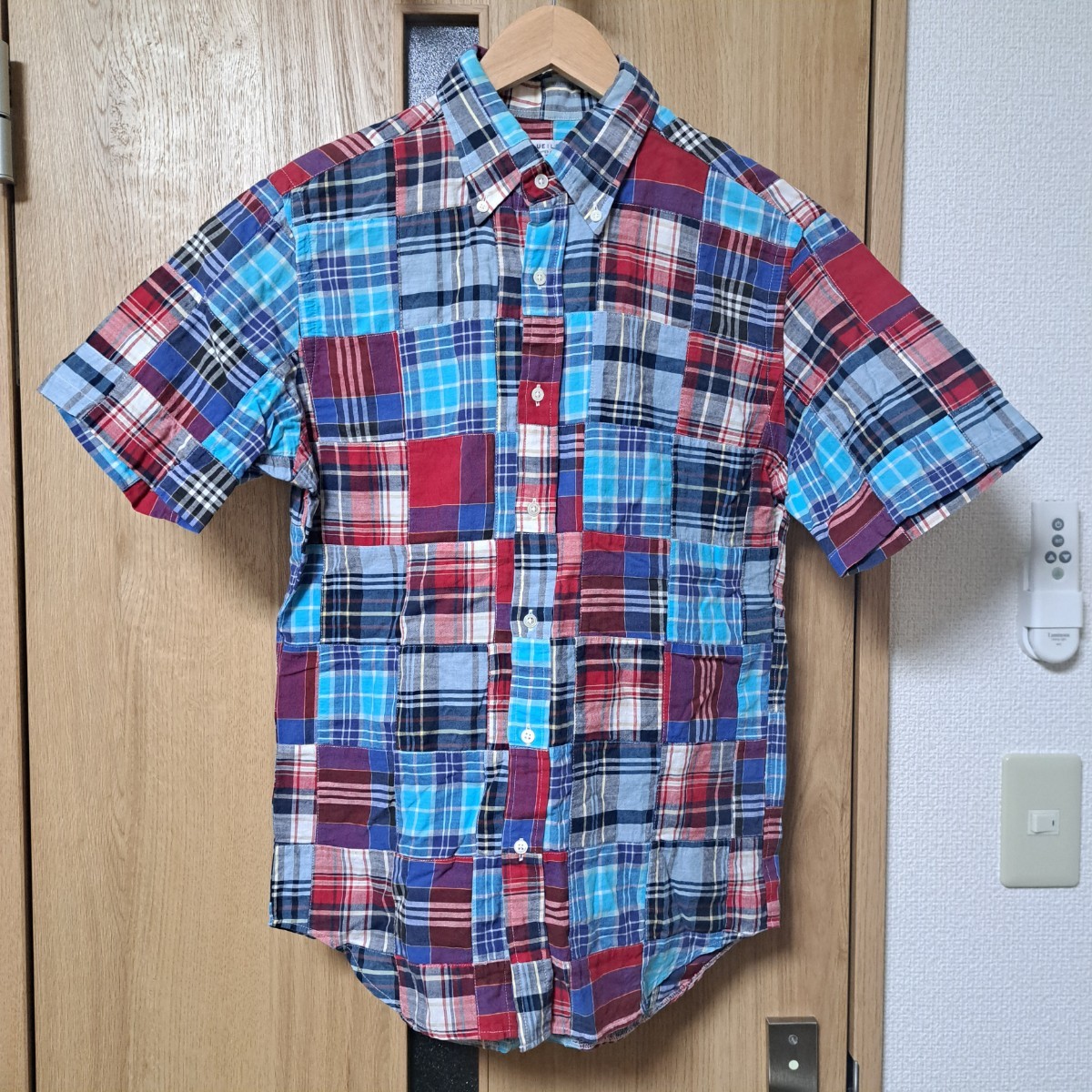 ユナイテッドアローズ 半袖シャツ メンズS パッチワーク チェック柄 日本製 送料無料