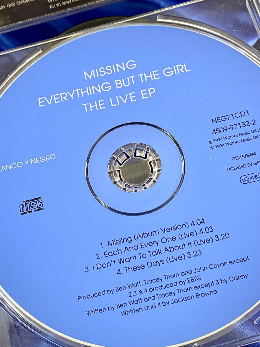 ★Everything But The Girl / Missing ＜The Live EP＞version●1994年UK盤NEG71CD1　エブリシングバットザガール EBTG_画像3