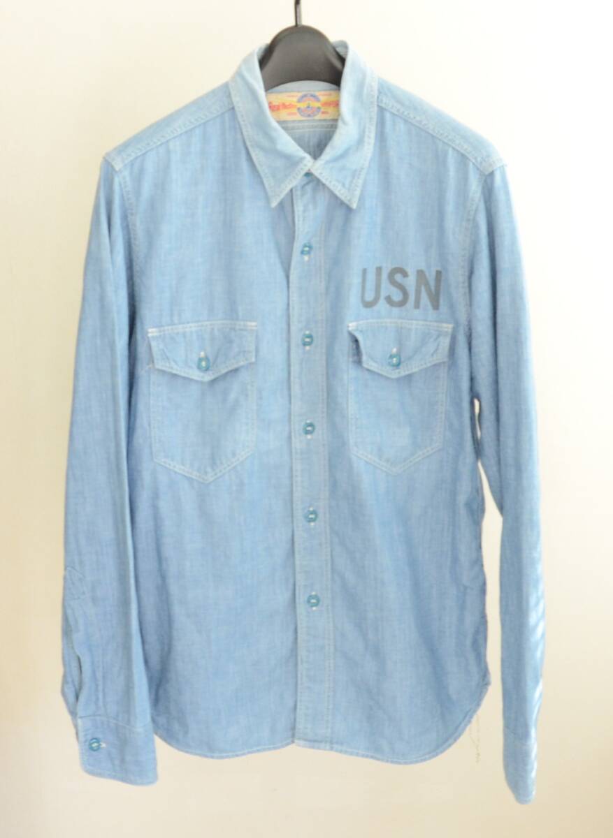 リアルマッコイズ USN シャンブレーシャツ マチ付き size 38_画像2