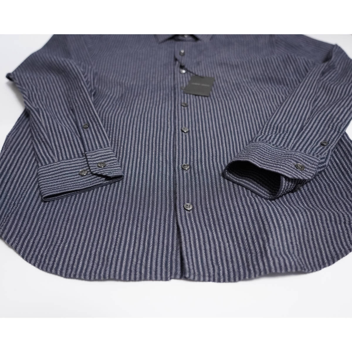  стандартный item супер высококлассный рубашка GIORGIO ARMANI 41 размер рубашка с длинным рукавом M размер joru geo Armani ткань эффект полоса 