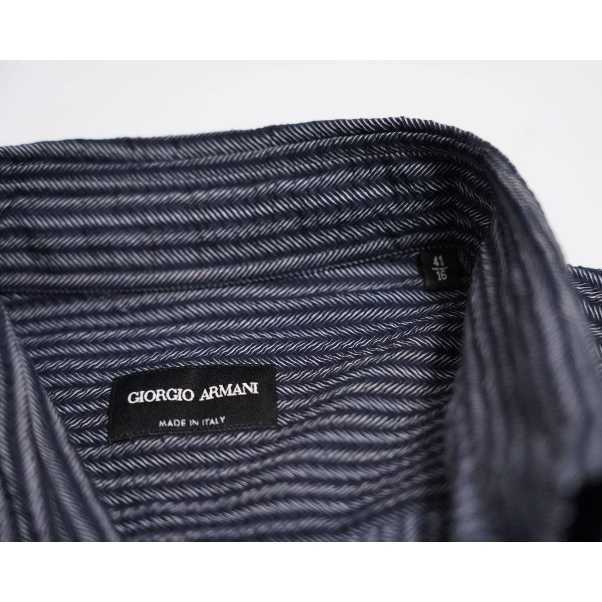  стандартный item супер высококлассный рубашка GIORGIO ARMANI 41 размер рубашка с длинным рукавом M размер joru geo Armani ткань эффект полоса 