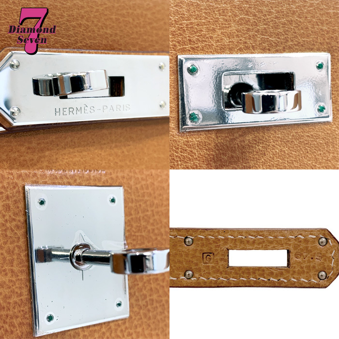 【中古 美品】HERMES エルメス ケリー32 外縫い 2WAYバッグ □G アルデンヌ ブラウン シルバー金具 ハンドバッグ レディース_画像7