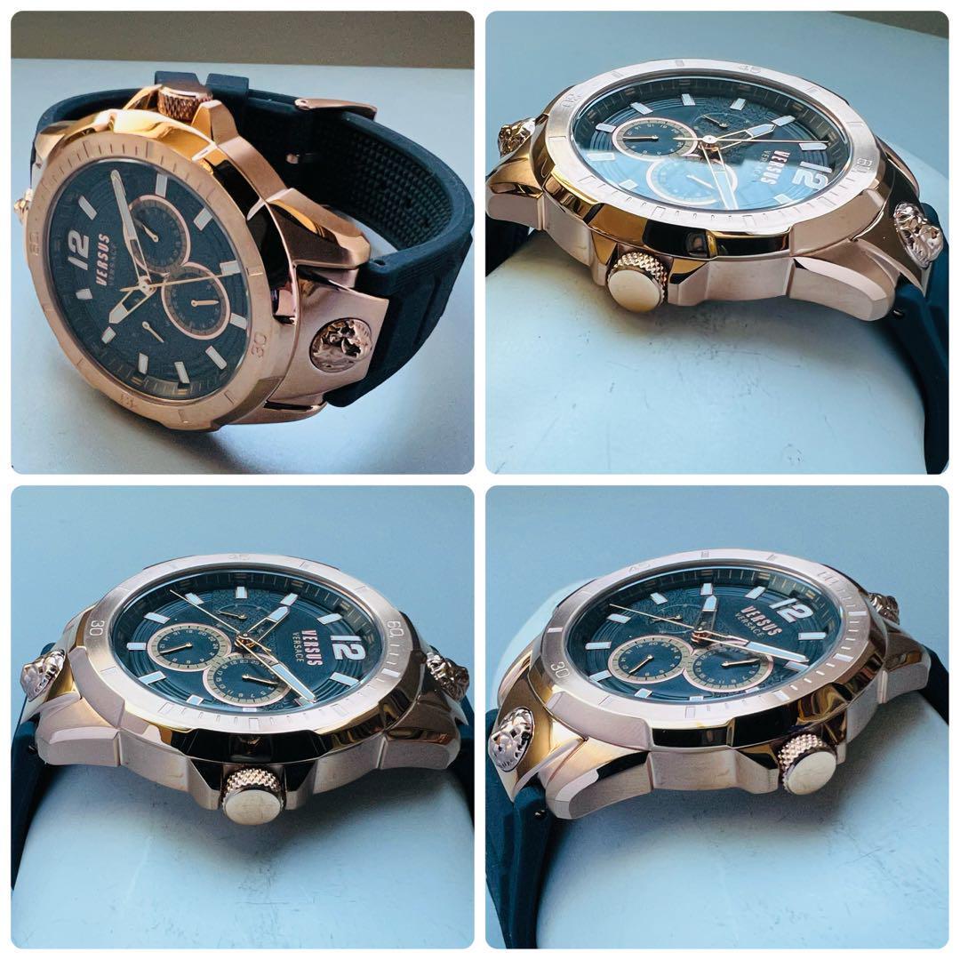 ヴェルサス ヴェルサーチ 新品 メンズ 腕時計 ブラック ケース付属 クォーツ 46mm プレゼント ウォッチ クロノグラフ 黒 金 高級ブランド_画像5