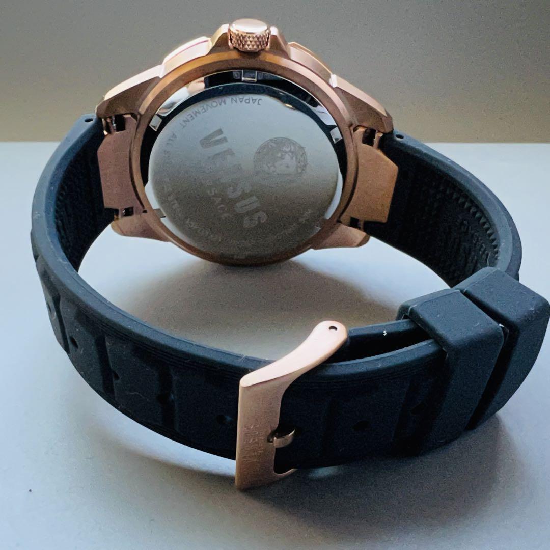 ヴェルサス ヴェルサーチ 新品 メンズ 腕時計 ブラック ケース付属 クォーツ 46mm プレゼント ウォッチ クロノグラフ 黒 金 高級ブランド_画像9