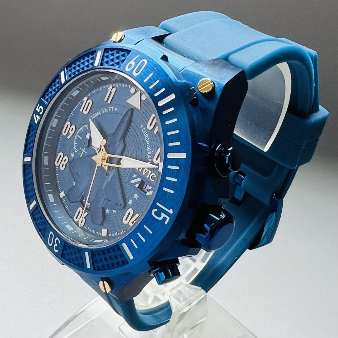 INVICTA インビクタ 腕時計 メンズ ブルー 新品 クォーツ 電池式 専用ケース付属 アビエイターシリーズ 青 クロノグラフ シリコンバンド