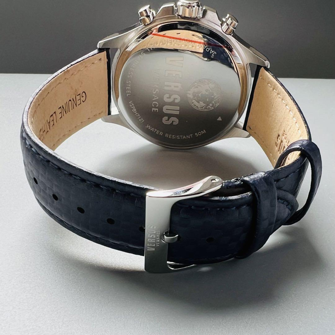ヴェルサス ヴェルサーチ 腕時計 メンズ ケース付属 新品 ブラック ベルサーチ メンズ クォーツ 電池 クロノグラフ ダーク系 レザーバンド