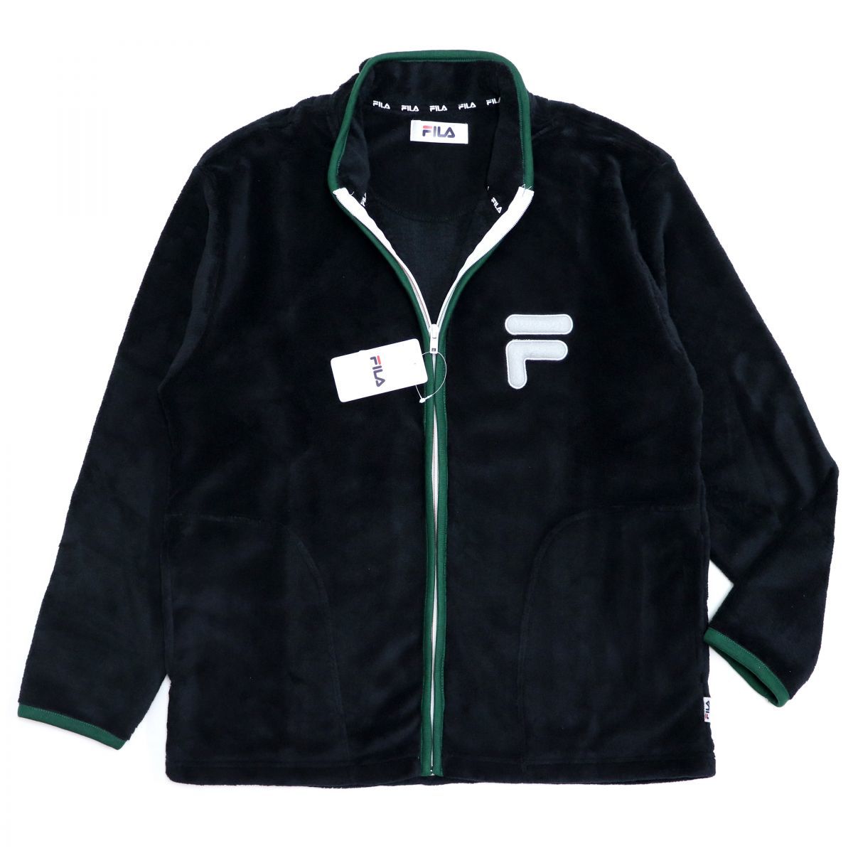 ★フィラ FILA 新品 メンズ 高品質 快適 保温 暖かい 両面 フリース ジャケット アウター 黒 Lサイズ [204116GC-N9-L] 一 二 弐★QWER_画像1