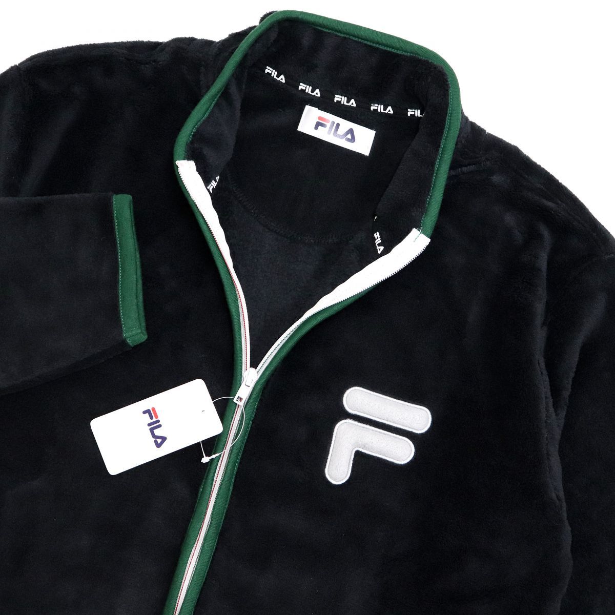 ★フィラ FILA 新品 メンズ 高品質 快適 保温 暖かい 両面 フリース ジャケット アウター 黒 XLサイズ [204116GC-N9-LL] 一 二 参★QWER_画像1