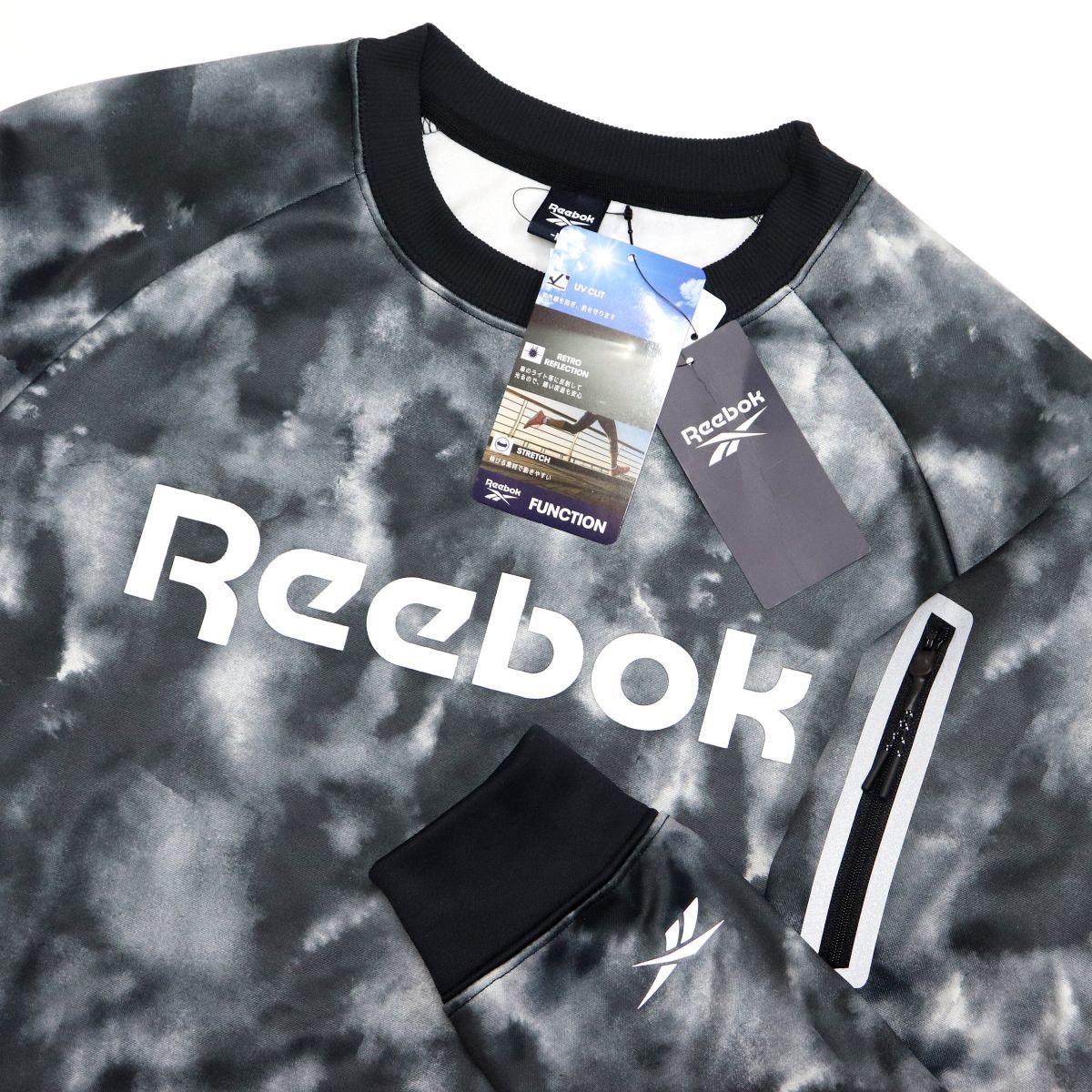 ★リーボック REEBOK 新品 メンズ 裏起毛 暖かい 機能性抜群 トレーナー ジャケット ポケット付 黒 迷彩 L[X6360RR-N9-L]二 弐★QWER_画像2