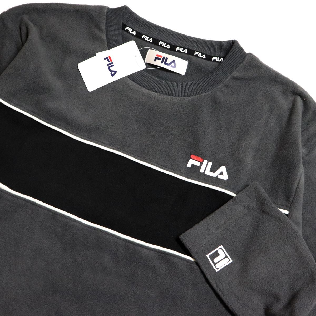 ★フィラ FILA 新品 メンズ 暖かい 両面フリース 長袖 シャツ パンツ 上下セット SET スーツ Mサイズ[SET204116GA-N7-M] 一 五 壱★QWER_画像3