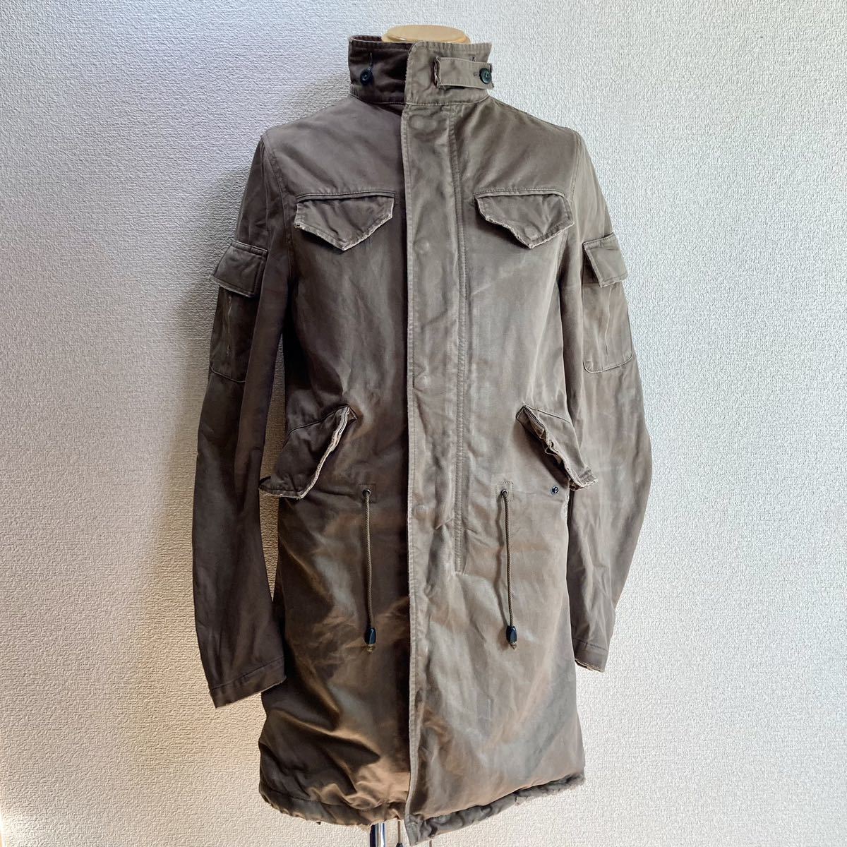 wjk M52 destroy cotton twill モッズコート M ブラウン系 フィッシュテイルパーカー 日本製 コットン100% mods coat デストロイ加工