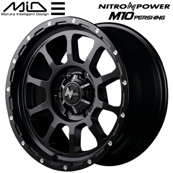 MID NITRO POWER M10 PERSHING ホイール4本 セミグロスブラック/マシニング 6.5J-16インチ 6穴/PCD139.7 インセット+38_画像1