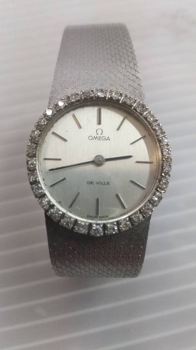 オメガ OMEGA Ω レディース 腕時計 手巻きDEVILLE ジュネーブ ジルコニア ダイヤモンド アンティーク _画像5