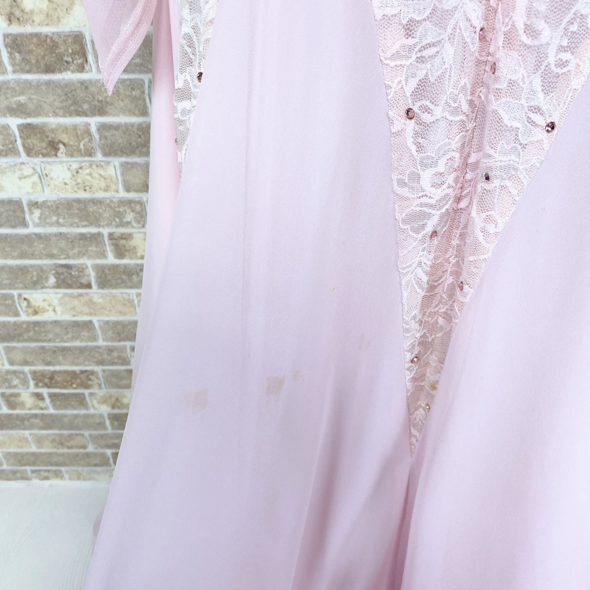 1円 社交ダンスドレス THE GRACES ピンク M インナーパンツ付 ダンス衣装ドレス カラードレス 　発表会　舞台衣装 中古１８８５_画像10