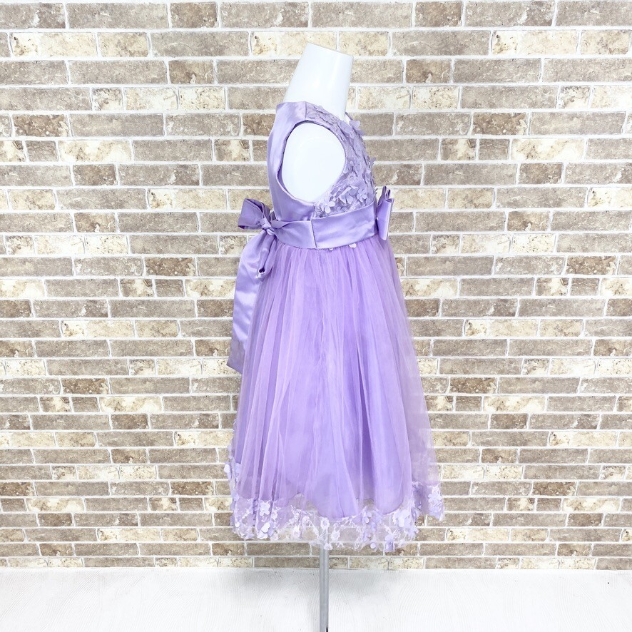 1円 子供ドレス ワンピース サイズ 10 薄紫光沢 カラードレス 発表会 イベント　中古１６６１_画像3