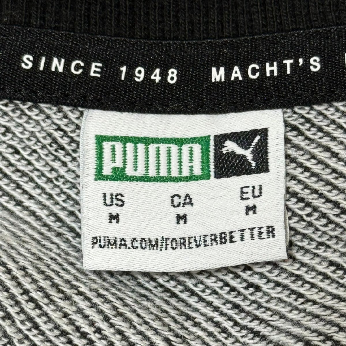 (^w^)b PUMA プーマ スウェット プルオーバートレーナー ドロップショルダー オーバー サイズ ロゴ 刺繍 ワンポイント 黒系 M 8143EE_画像8