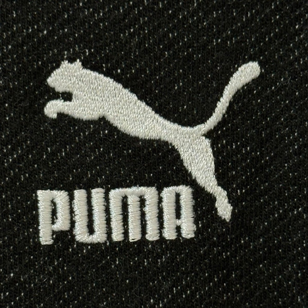 (^w^)b PUMA プーマ スウェット プルオーバートレーナー ドロップショルダー オーバー サイズ ロゴ 刺繍 ワンポイント 黒系 M 8143EE_画像7