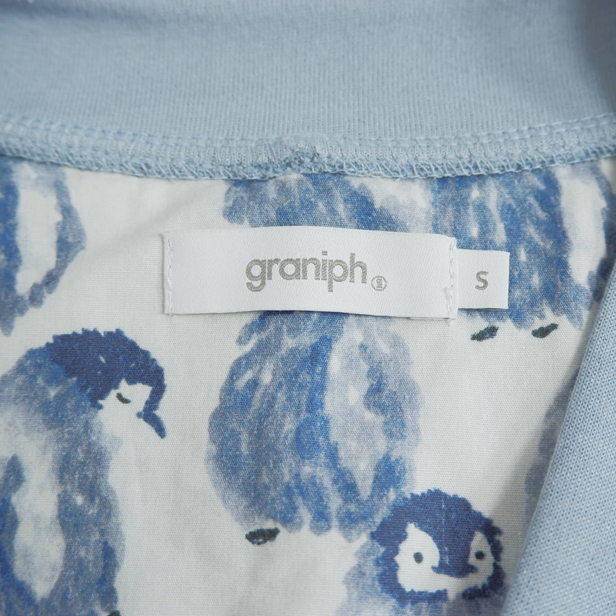 ◆良品 送料無料◆ graniph グラニフ ペンギン 刺繍 オーバーサイズ カーディガン 青 メンズ S　3584A0_画像7