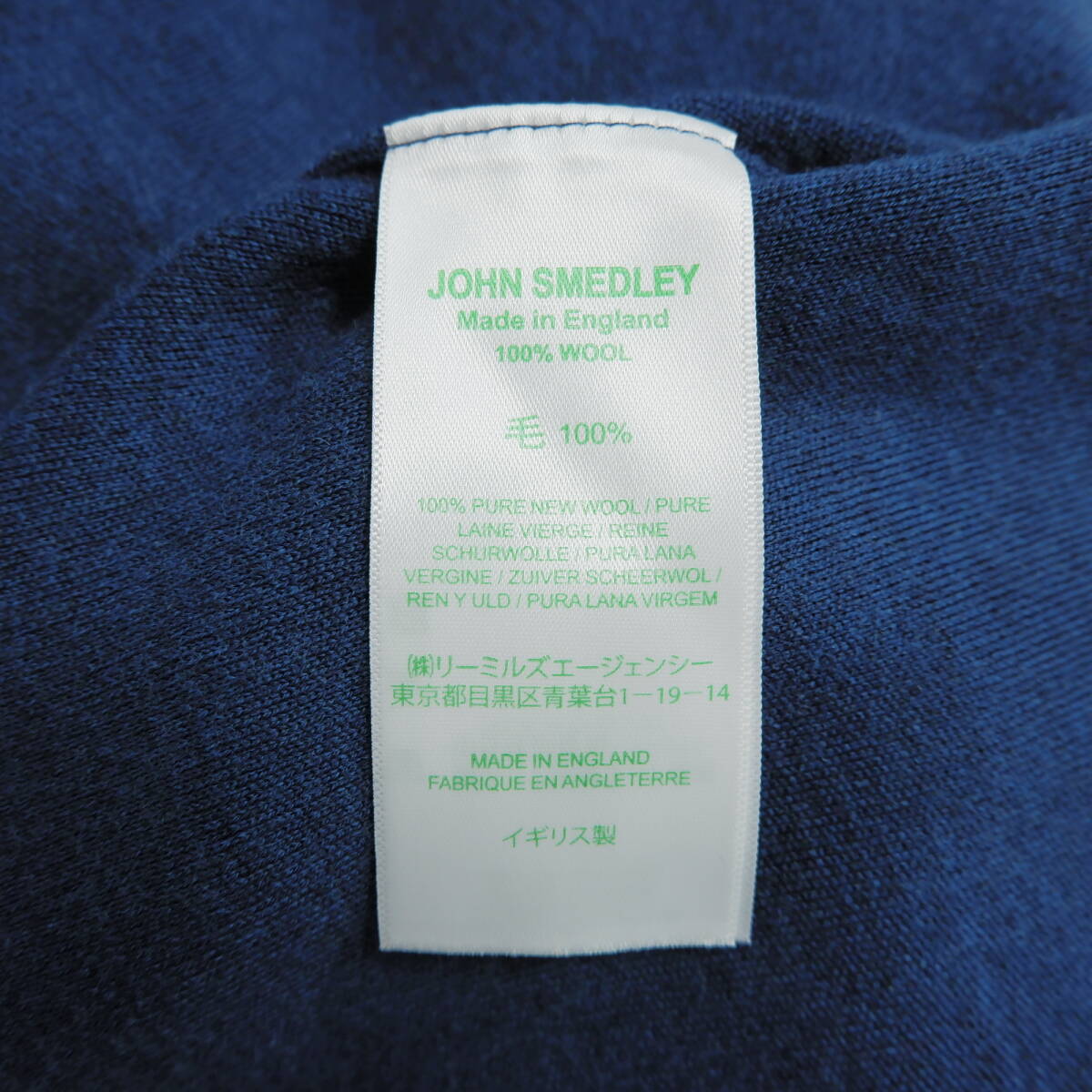 ◆良品 イギリス製◆ JOHN SMEDLEY ジョンスメドレー ウール ニット ノースリーブ ロング ワンピース 紺 ネイビー レディース M　1154B0