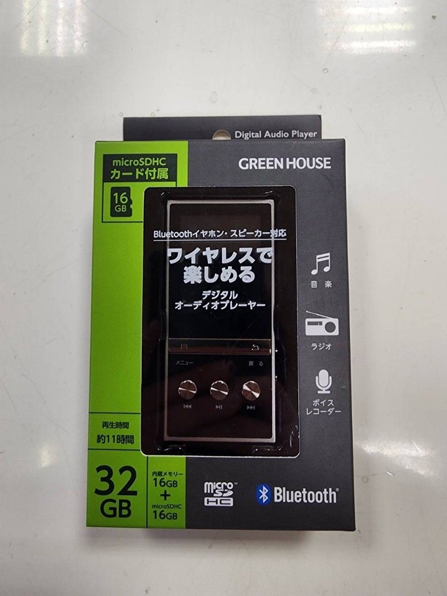 新品未開封品 グリーンハウス GH-YMPBT32-BK BlueTooth搭載 MP3プレイヤー 32GB ガンメタル ウォークマン ラジオ ボイスレコーダー_画像1