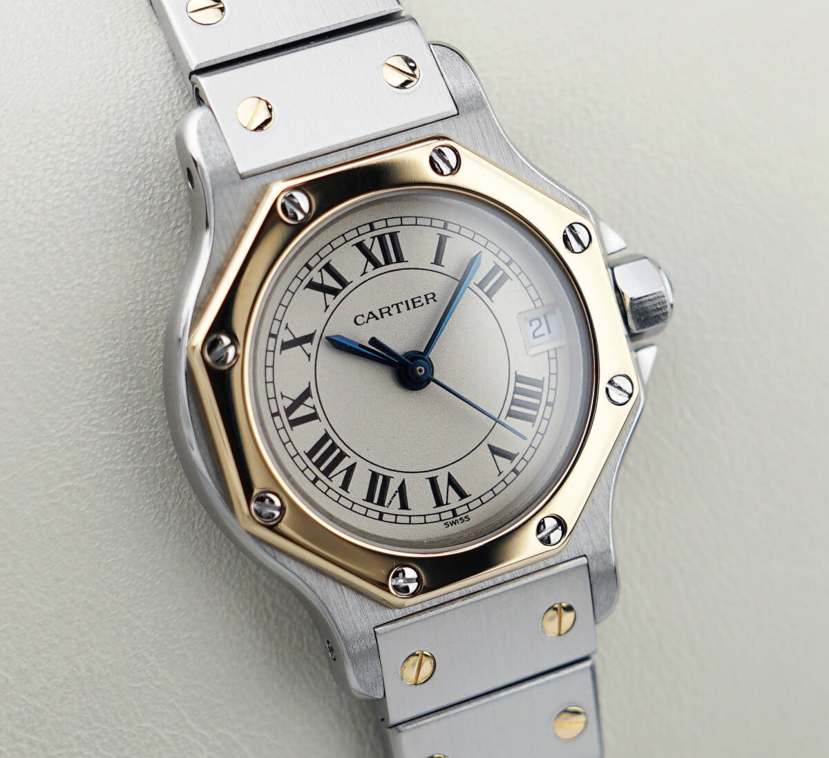 美品 カルティエ サントス オクタゴン コンビ ローマン SM Cartier _画像1