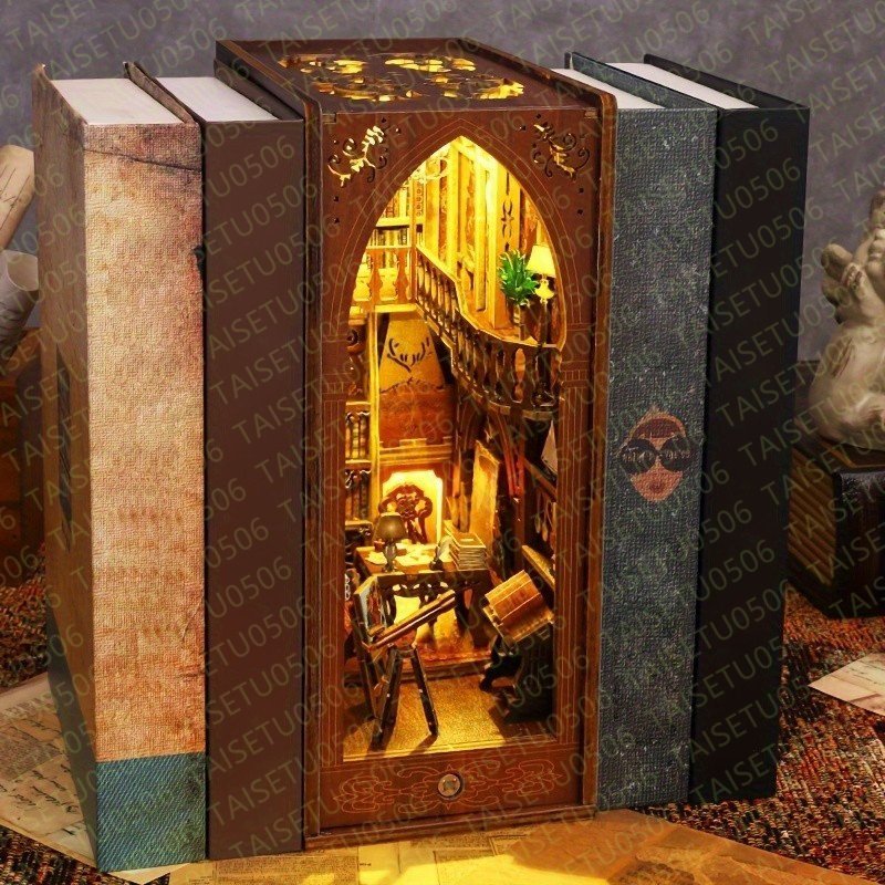 DIY small size house bookcase model 3D puzzle bookcase equipment ornament 