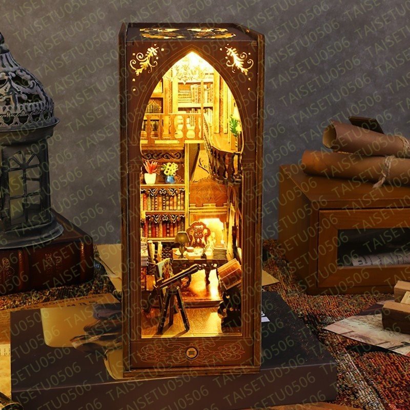 DIY small size house bookcase model 3D puzzle bookcase equipment ornament 