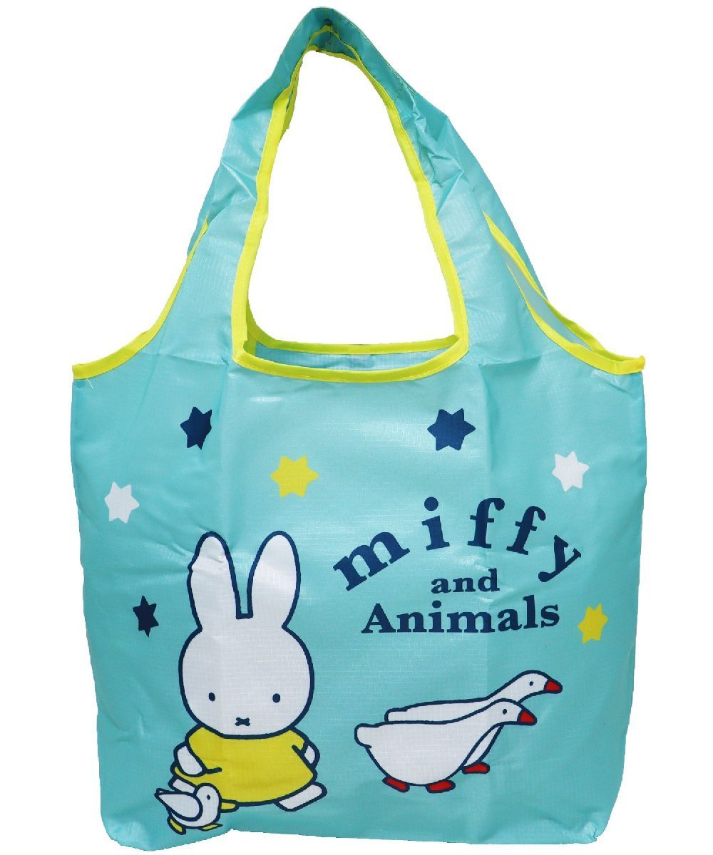 ミッフィー エコバッグ 折りたたみ Miffy くるくるショッピングバッグ プリント★ブルー新品【ネコポス発送（全国一律 220円 税込）】_画像1