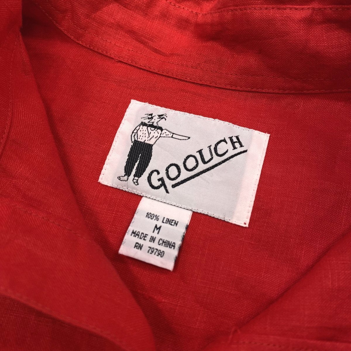 【美品 90s】GOOUCH グーチ リネンシャツ M レッド 赤 長袖シャツ 麻 ビンテージ ヴィンテージ_画像5