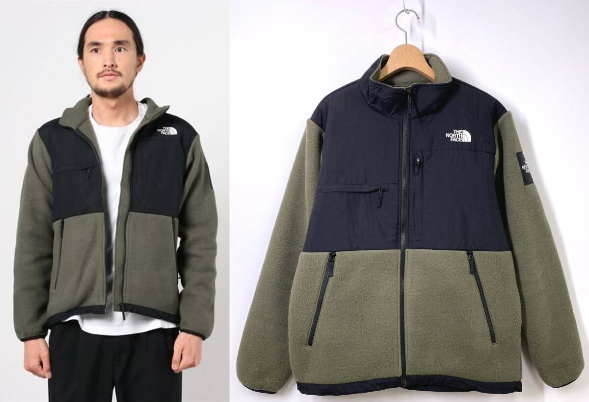 【美品 メンズ L】THE NORTH FACE ノースフェイス Denali Jacket デナリジャケット カーキ フリースジャケット 切替 ナイロン