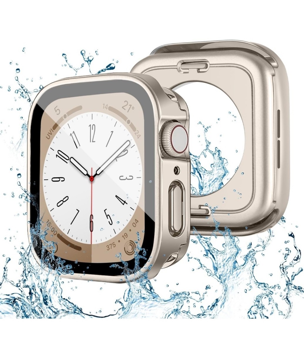[2 in 1 waterproof design ]POLINK correspondence Apple watch cover Series 9/8/7/SE/6/5/4 40mm PC material strengthen glass correspondence Apple Watch cover waterproof 