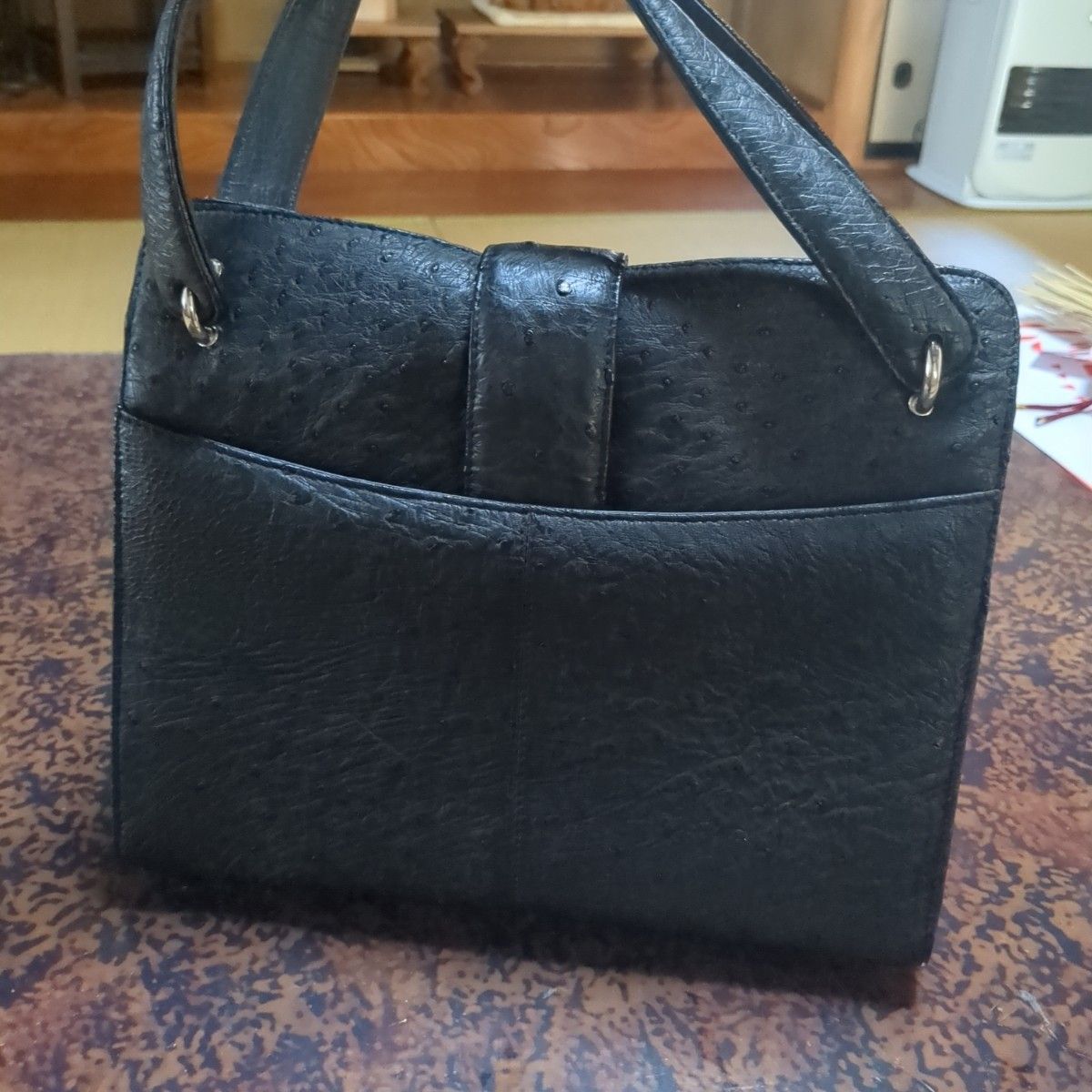 美品　Genuine Ostrich Leather　オーストリッチハンドバッグ