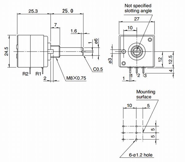 ★アルプス製 2連ボリューム（ボリウム） RK27 50kΩA 1個_画像4