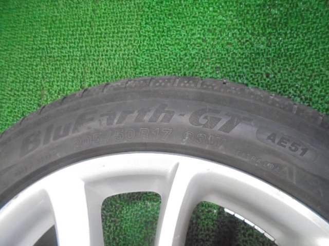 5FA344 AE13)) 送料無料 2022年製 205/50R17 BluEarth-GT AE51 夏タイヤ+マツダ純正 17インチホイール4本セット CWEFW プレマシーの画像3