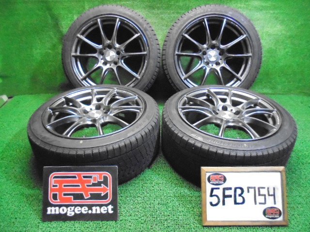 5FB754 AF9)) 送料無料 2021年製 245/40R18 ブリヂストン ブリザックVRX3 スタッドレス+WedsSport SA-25Rアルミホイール4本セット WRX_画像1