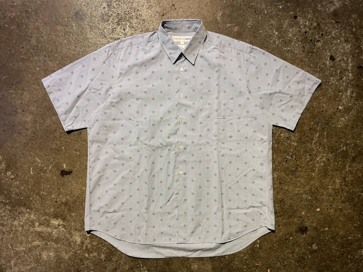 COMME des GARCONS SHIRT コムデギャルソンシャツ 90s 1990s ポルカドット ギンガムチェック 半袖シャツ S_画像1