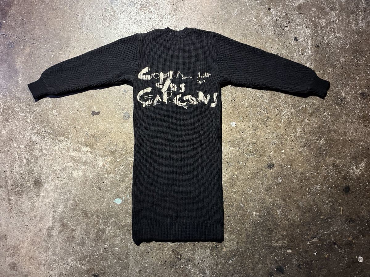 COMME des GARONS 85aw ペイント加工 ロゴデザイン ロングニット コムデギャルソン 1985aw 80s 川久保玲期 GN-050080