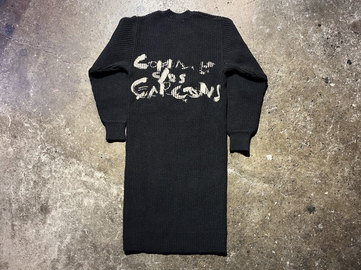 COMME des GARONS 85aw ペイント加工 ロゴデザイン ロングニット コムデギャルソン 1985aw 80s 川久保玲期 GN-050080 _画像3