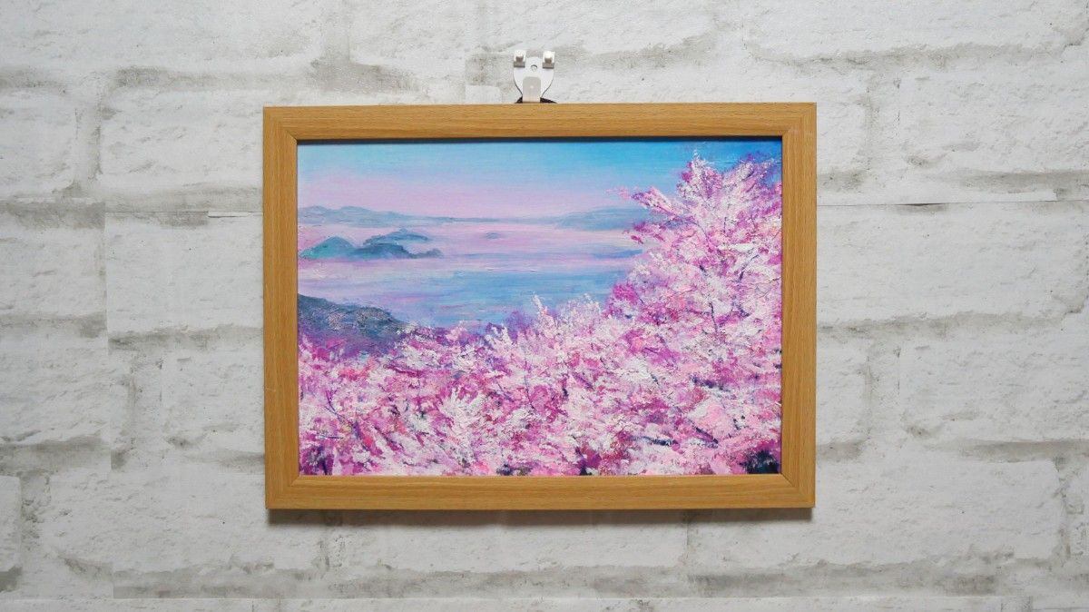 油絵 油彩 油彩画 絵 絵画 【海の桜】