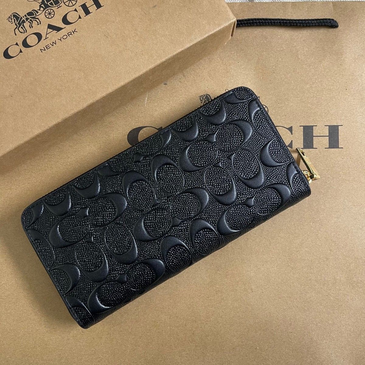 新品/未使用 COACH コーチ長財布ブラック黒シグネチャーロング 新品/未使用 COACH コーチ長財布ブラック黒シグネチャーロング