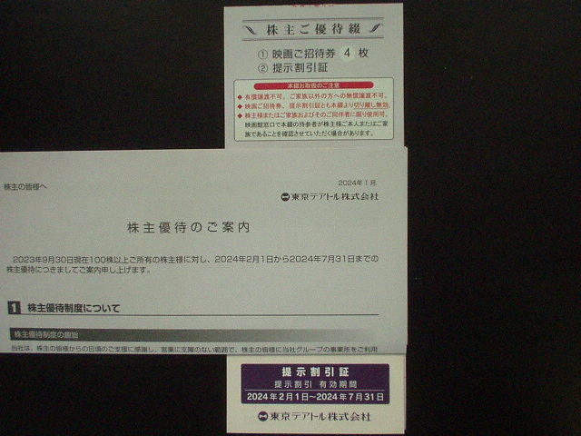 Yahoo!オークション - ☆東京テアトル株主優待券4枚綴＋割引証（女性