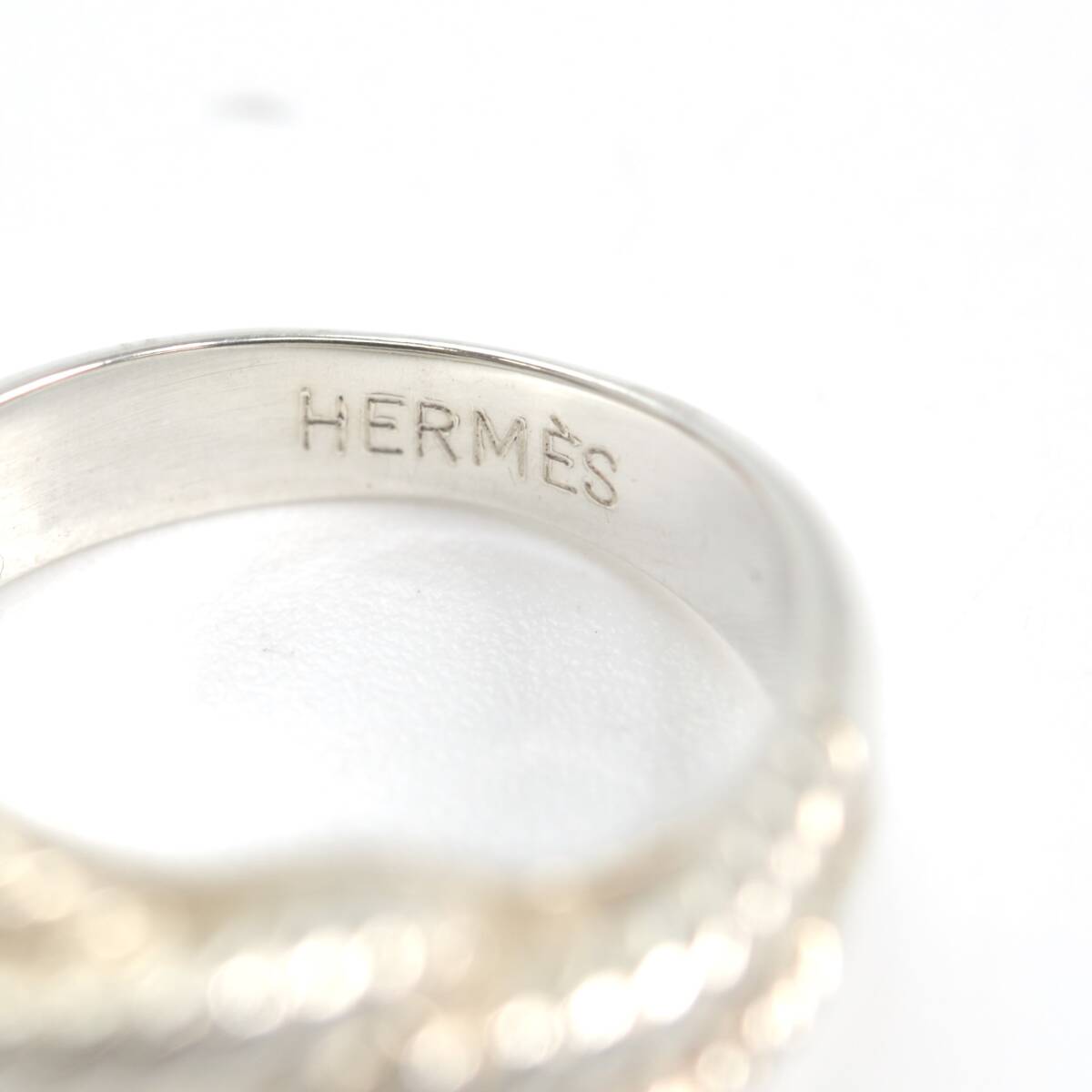 H 1円スタート HERMES エルメス オーディエンヌ リング 925 シルバー ロープ ツイスト 指輪 約12号_画像6