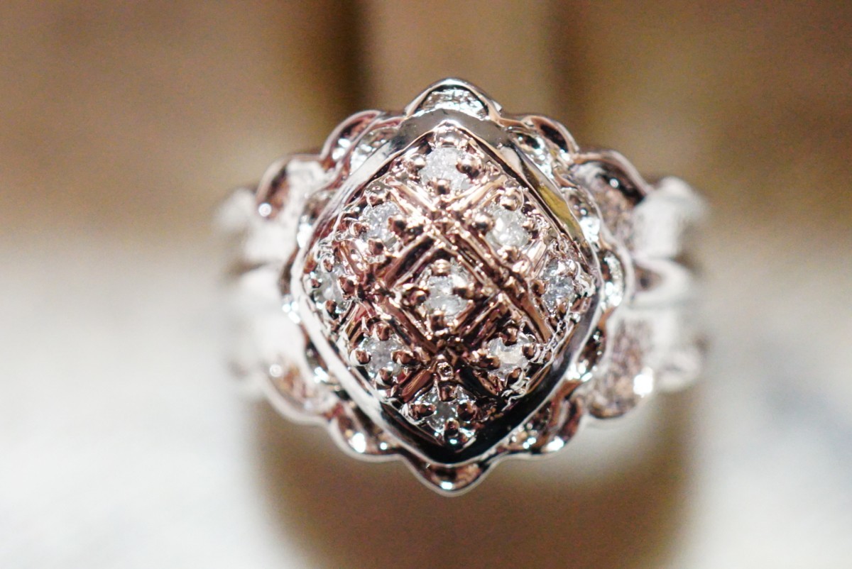 1192 天然ダイヤモンド シルバー リング 指輪 ヴィンテージ アクセサリー SILVER刻印 アンティーク 宝石 ダイヤ 装飾品_画像1