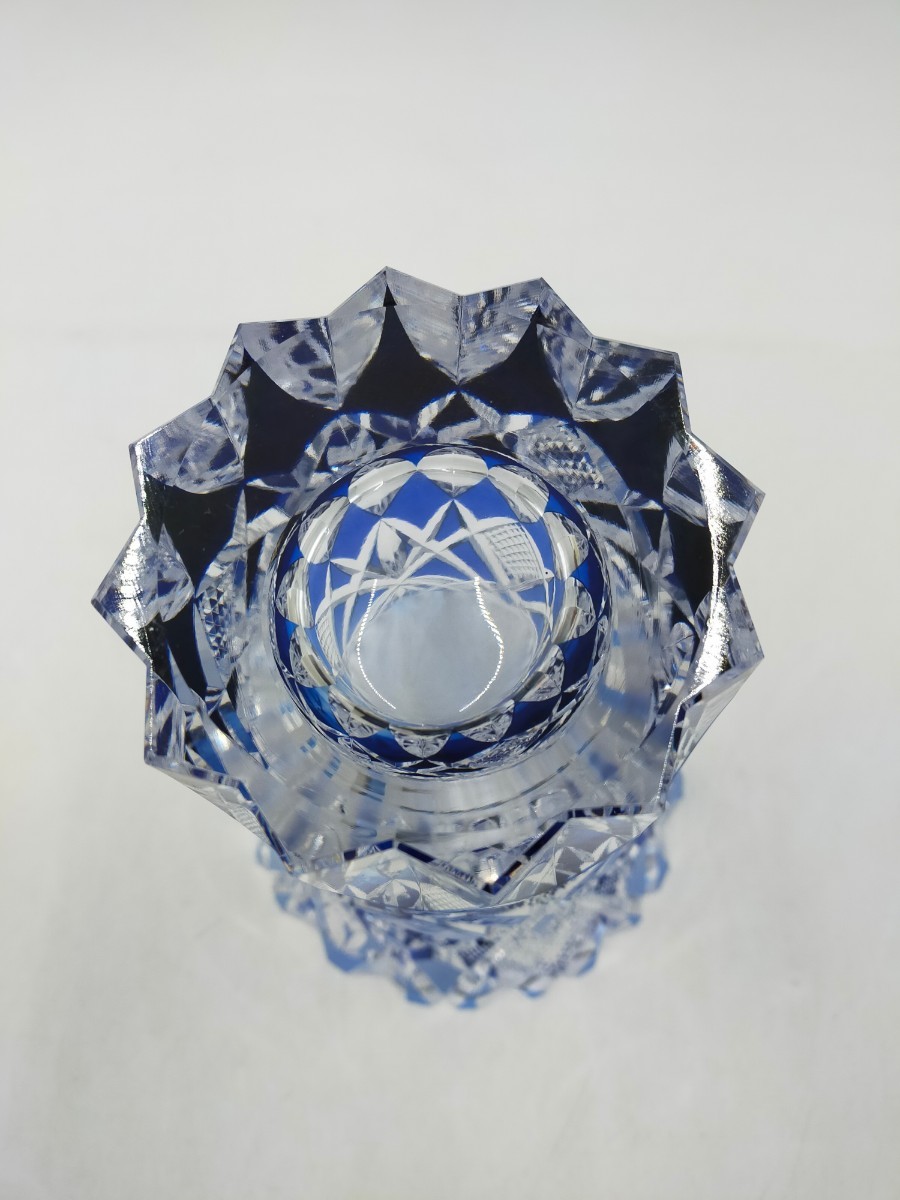 ☆KAGAMI CRYSTAL FLASH CRYSTAL CINQ COULEUR カガミクリスタル 花瓶 切子 クリスタルガラス インテリア_画像6