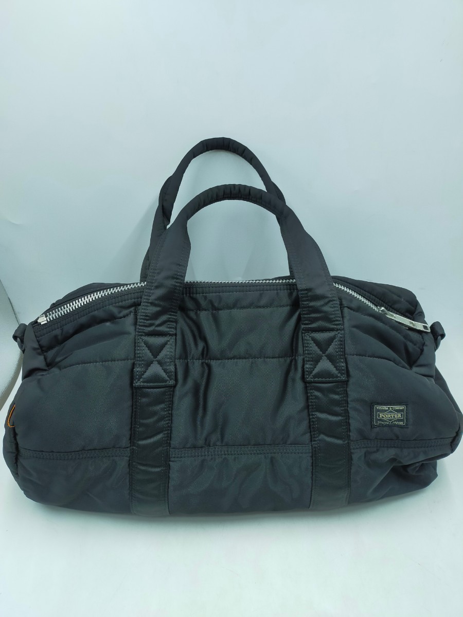 ☆PORTER タンカー 2way ダッフルバッグ ボストンバッグ ナイロン ブラック ショルダー用ベルト付き_画像1