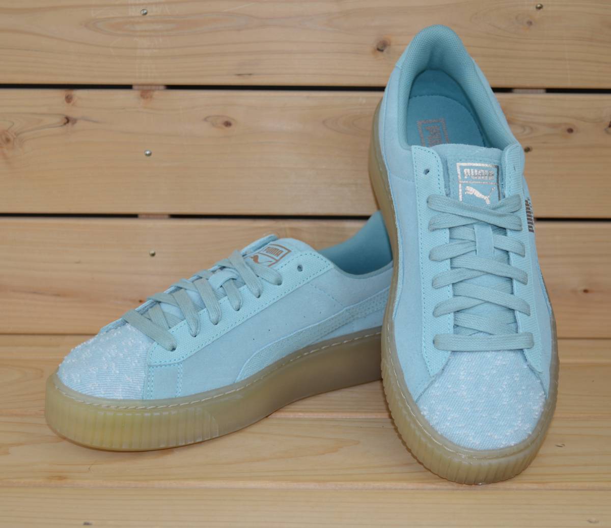  Puma 22.5cm замша платформа . bell оттенок зеленого включая налог 13200 иен PUMA SUEDE PLATFORM PEBBLE женский спортивные туфли толщина низ **