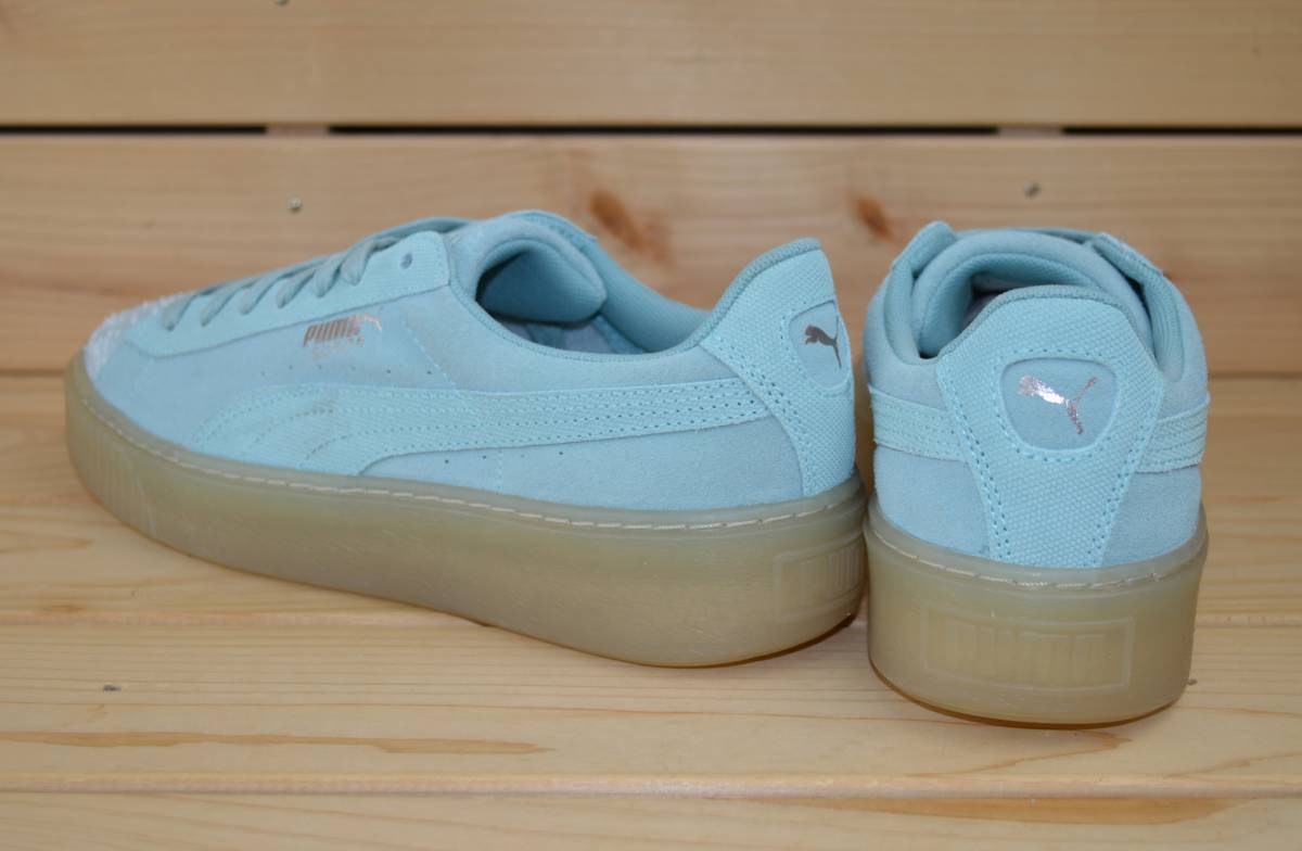  Puma 22.5cm замша платформа . bell оттенок зеленого включая налог 13200 иен PUMA SUEDE PLATFORM PEBBLE женский спортивные туфли толщина низ **