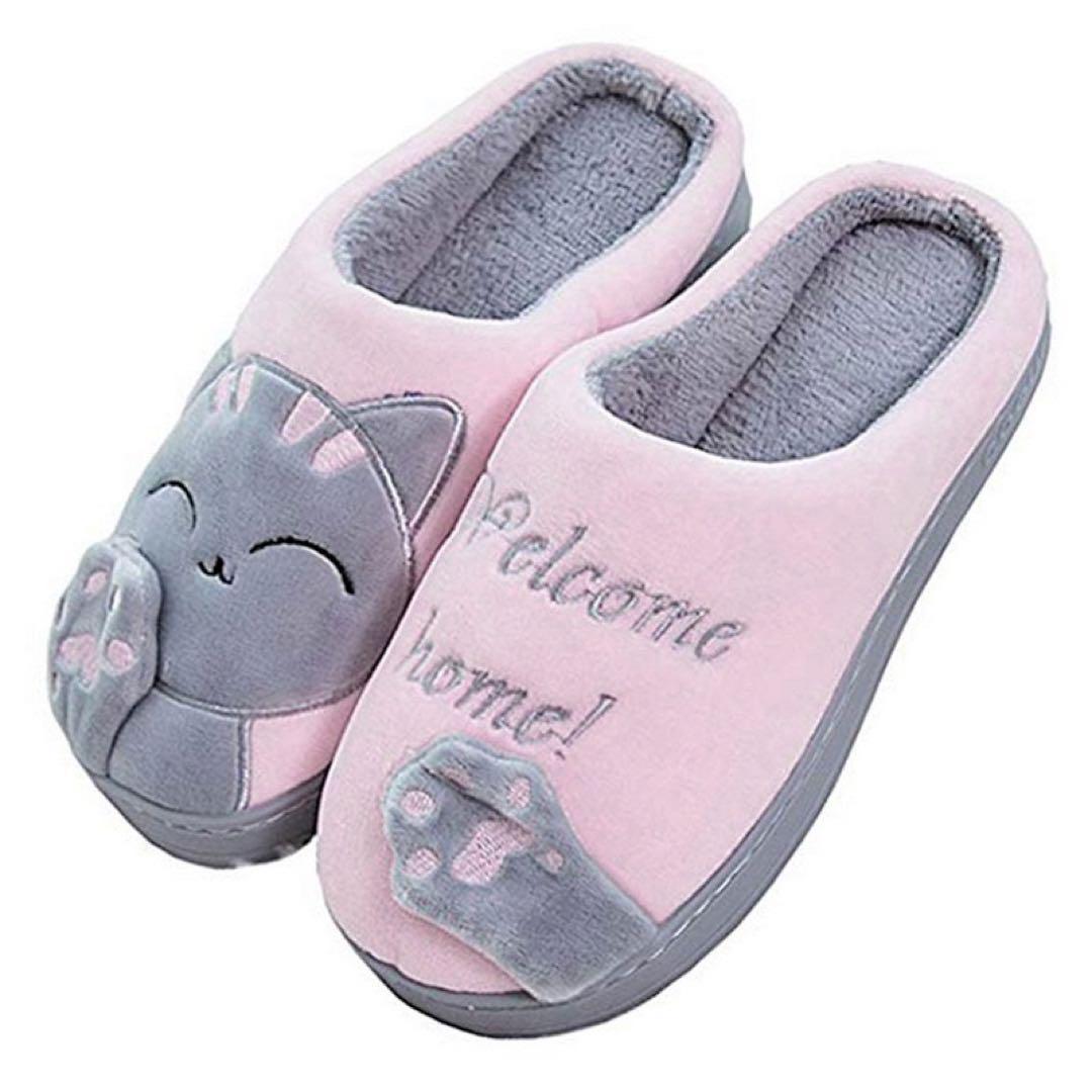  последний 1[S] кошка салон обувь тапочки защищающий от холода fwafwa для мужчин и женщин розовый × серый 